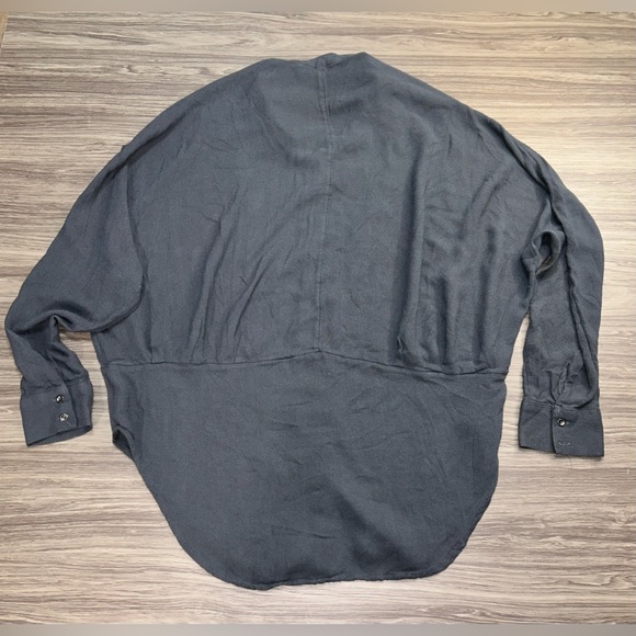 Free People Herringbone True Affection Button Down Top Blouse Boho Slouch Medium - Picture 3 of 7